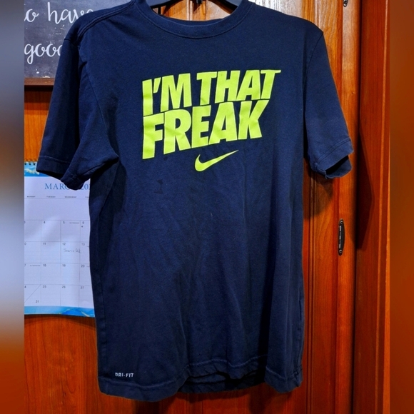 Nike Men's Navy Blue I'm That Freak Graphic T-Shirt In A Men's Small. Preloved - Picture 1 of 7
